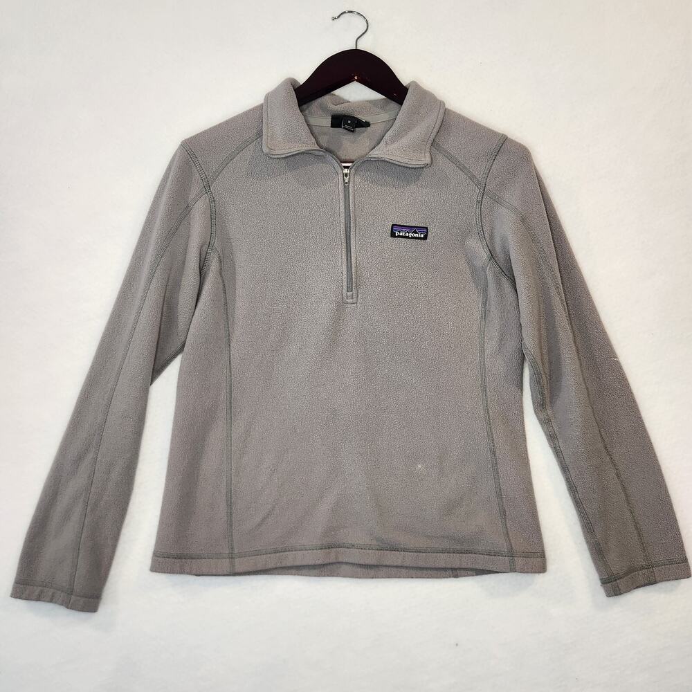Patagonia Fleece Jacket Women M 1/4 Zip Gray Outdoors Polyester Collar Ski Hike
